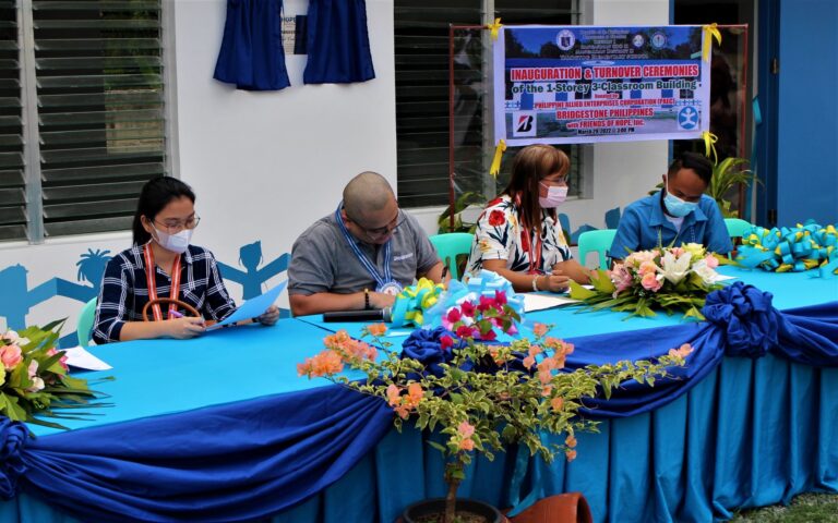 Geraldine Escano and Allan Santos, representing the donors, signed the Deed of Acceptance with Minerva Serafica and Lemuel Bautista, who signed in behalf of the school.