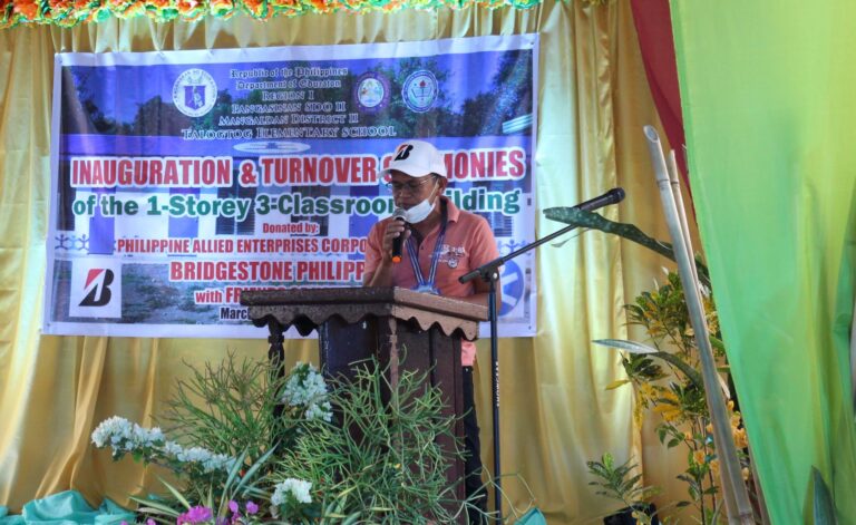 Talogtog Barangay Kagawad Eduardo Caballero thanked the donors for planting trees and planting hope for their barangay’s elementary school students.